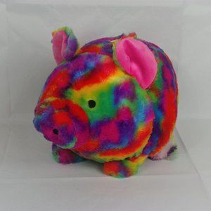 FAB-NY Lrg Plush Piggy Bank Rainbow Tie-Dye P35